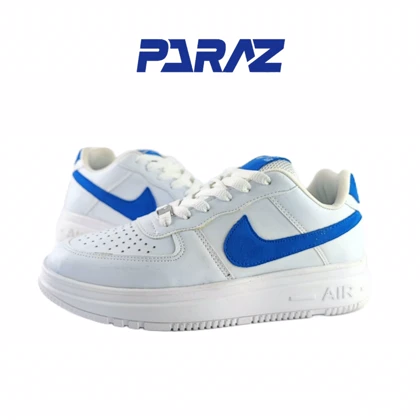 کفش اسپرت زنانه وپسرانه برند نایکی مدل ایرفورس nike airforce سفید آبی کد 125