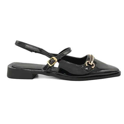کفش کالج زنانه ورنی مدل Flat shoes - 0218 _ Black
