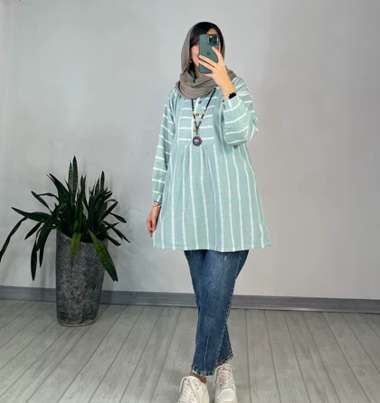 مانتو راه راه بادام