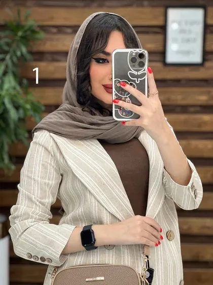 مانتو کتی راه راه چهاردکمه چوبی