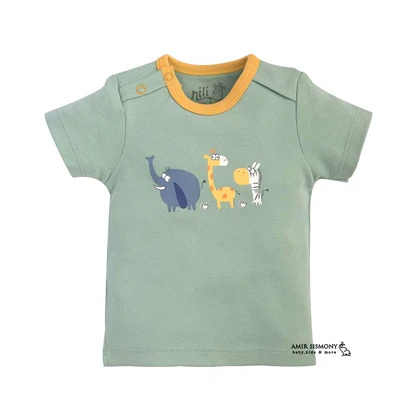 بلوز آستین کوتاه پسرانه نوزادی نیلی طرح ZOO