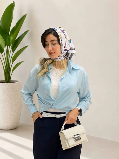 شومیز سیلک گره ثابت