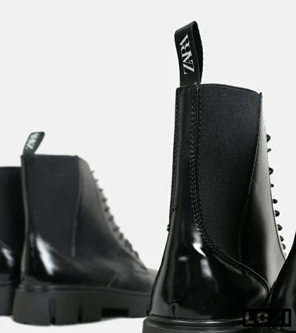 بوت مردانه چرمی مشکی ZARA