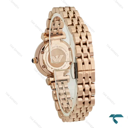 ساعت امپریو زنانه مینی رزگلد صفحه سیلور نگینی Armani-8368-L