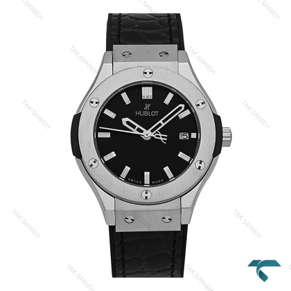 ساعت هابلوت زنانه استیل بند چرم طرح دار مشکی Hublot-7599-L