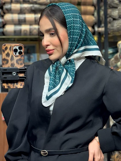 مینی اسکارف نخی کالکشن سبز زمردی پاییزه