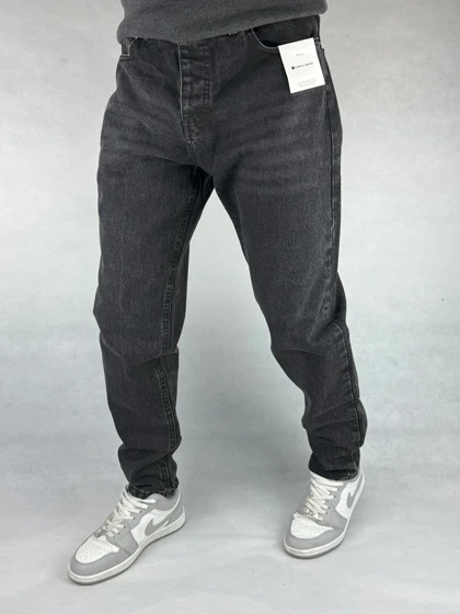 شلوار مام فیت مردانه ذغالی ساده 144