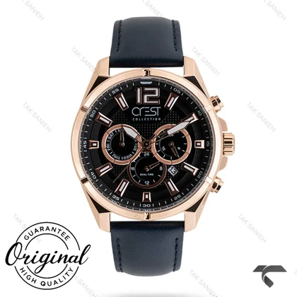 ساعت کرست مردانه 6270-2 صفحه مشکی بند مشکی Crest-10886-G
