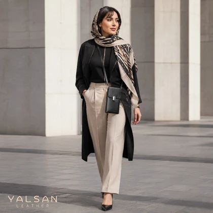 کیف دوشی و دستی چرم یلسان مدل کارن کد 012-GN