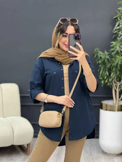 مانتو لینن رنگی بغل پنج دکمه