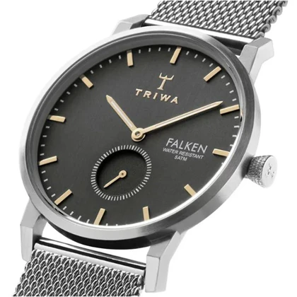 ساعت مچی عقربه ای زنانه مردانه تریوا (TRIWA) مدل Smoky Falken Steel mesh
