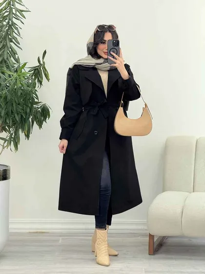 بارانی بلند ژیله دار دلناز