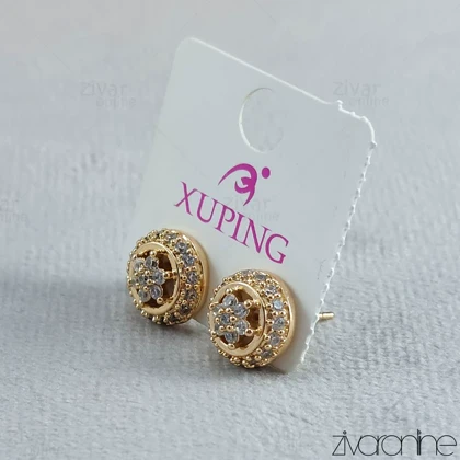 گوشواره ژوپینگ مدل گل گوش نگین‌دار 20008