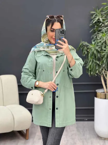 مانتو لینن دو جیب پایین هلال آلا
