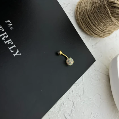 پیرسینگ ناف استیل با نگین درخشان