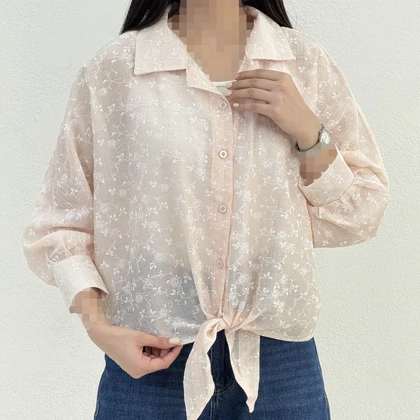 شومیز زنانه گره‌ای طرح گل | آی بولک
