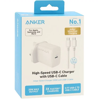 شارژر دیواری 20 وات انکر Anker مدل B2347k21 با کابل تایپ سی