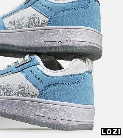 کفش کتانی مردانه سفید طوسی آبی NIKE AirForce Draw