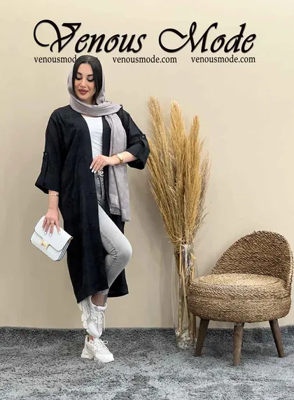 مانتو کتیبه آستین دکمه دار