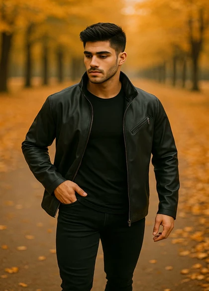 کاپشن چرم مردانه مدل Babak