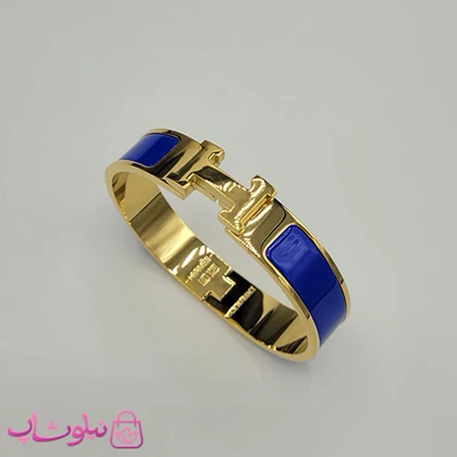 دستبند زنانه هرمس آبی طلایی استیل قفل اورجینال کد 680