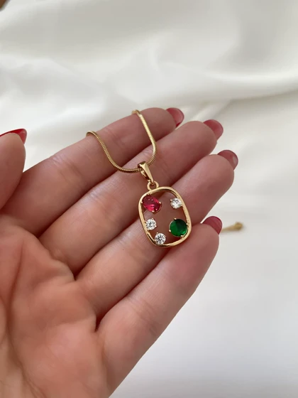 گردنبند نگین رنگی ژوپینگ