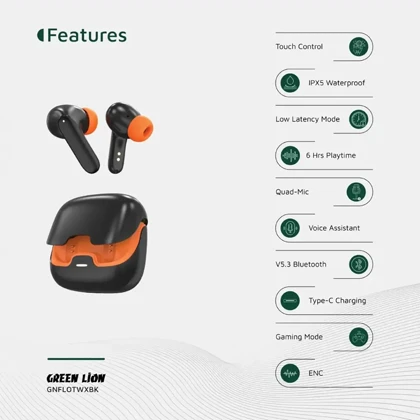 هندزفری بلوتوثی گرین لاین Green Lion مدل GL-TWS61 بلوتوث 5.3 ضدآب