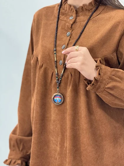 مانتو پاییزه یقه چین آیسو مانلی 2