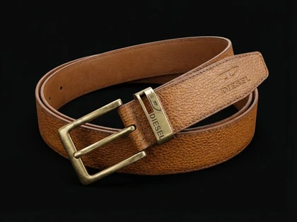 کمربند زبونه دار رنگ عسلی شیک کیفیت بالا طرح چرم