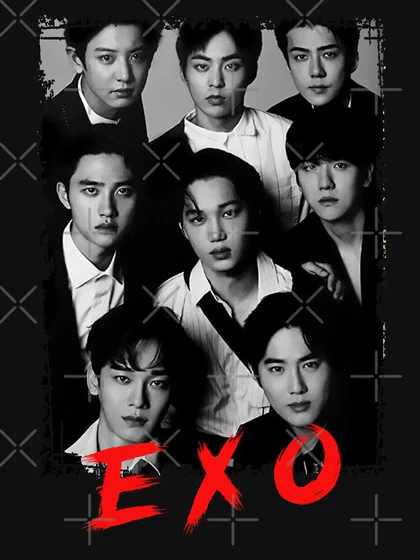 تیشرت توایس | EXO Kpop Group Members black and white کد 227401