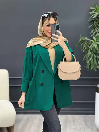 مانتو لینن چهار دکمه آستین پاکتی