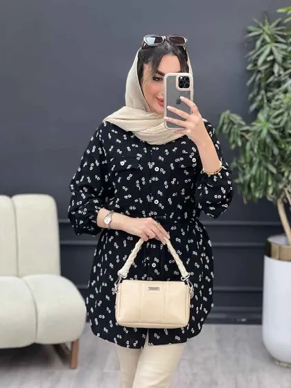 شومیز دو جیب گلی