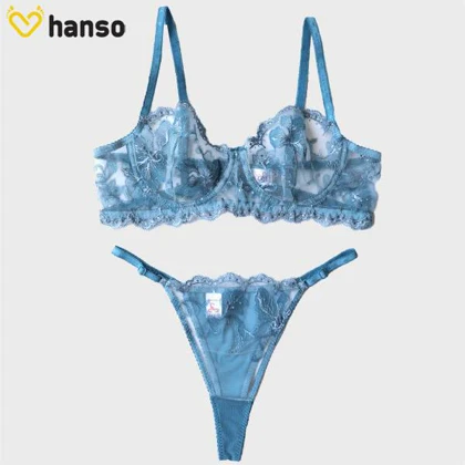 ست شورت و سوتین فنردار توری ژینا Jina آبی