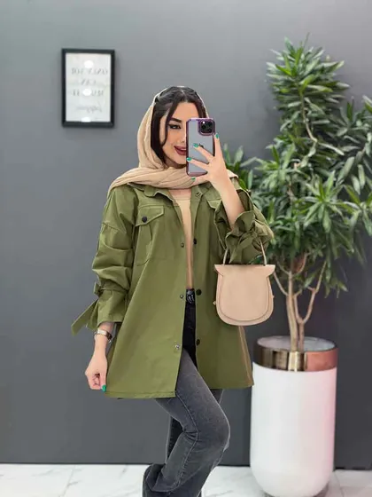 مانتو لینن آستین بند دار
