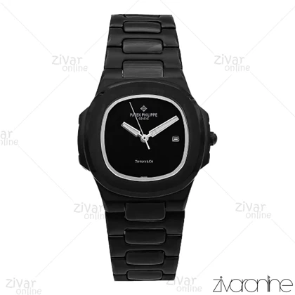 ساعت پتک فیلیپ ناتیلوس زنانه مشکی صفحه مهندسی 106060