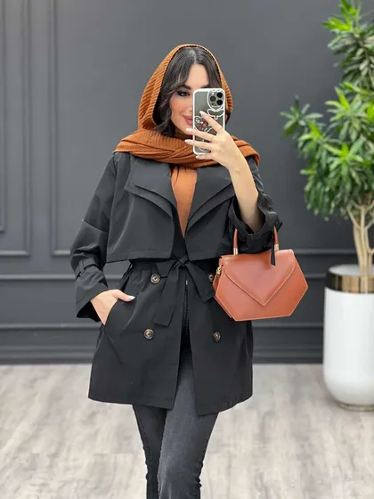 بارانی یقه دوبل ژیله دار