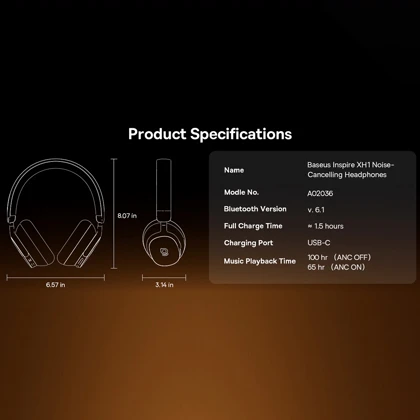 هدفون بلوتوثی باسئوس Baseus مدل XH1 با حذف نویز ANC