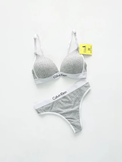 ست شورت و سوتین دخترانه پوش آپ دار کبریتی نوشته کلوین کلاین Calvin klein فیتن Fitan