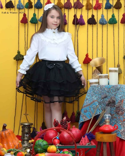 شومیز دخترانه دانتل یقه خرگوشی