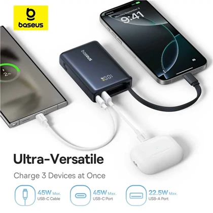 پاور بانک 10000 تایپ‌سی 45 وات و USB بیسوس PPPG-1W45C P10076803123
