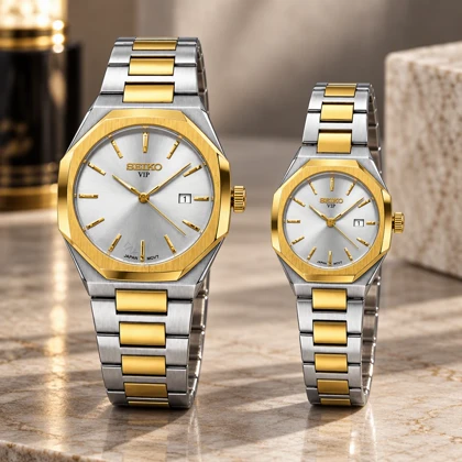 ساعت ست سیکو Vip کلاسیک رفرنس 31668 دورنگ طلایی Seiko-11533-S