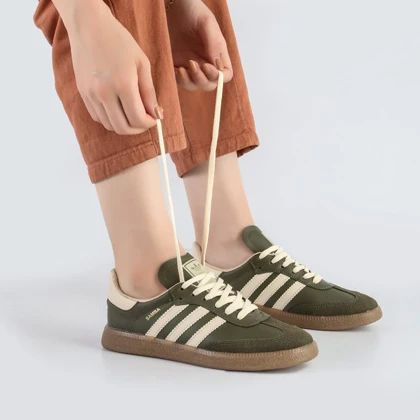 کفش و کتانی زنانه و دخترانه مدل آدیداس سامبا ADIDAS_SAMBA رنگ کرم یشمی کد F100