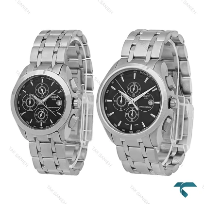 ساعت تیسوت ست سه موتوره استیل صفحه مشکی Tissot-8279-S