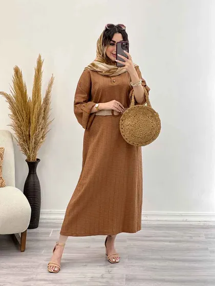 پیراهن بلند دو دکمه آستین پاگن