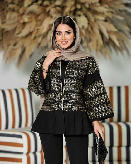 کت زنانه مدل لینن دمپا چین خرج کار هندی