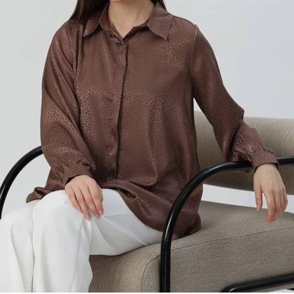 شومیز زنانه پلنگی حریر ساتن