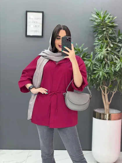 مانتو لینن دکمه مخفی کمرگت