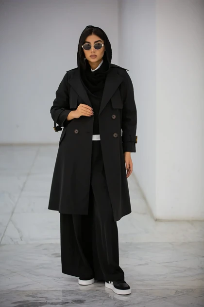 بارانی سانتانا دکمه دوبل بلند New