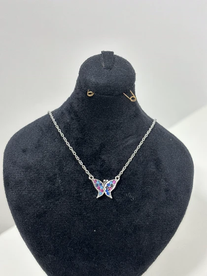 گرردنبند نقره زنانه پروانه مینیمال 975