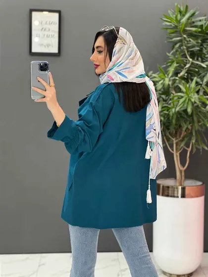 مانتو کتی چهاردکمه آستین کش